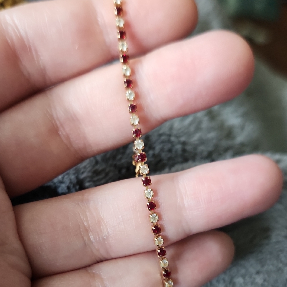 Avon Gold Bracelet with Red and White Accents